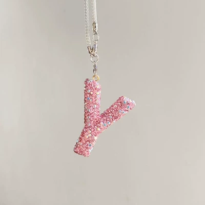 Car hanging Letter bow clay car - y-letter-car-pendant-pink