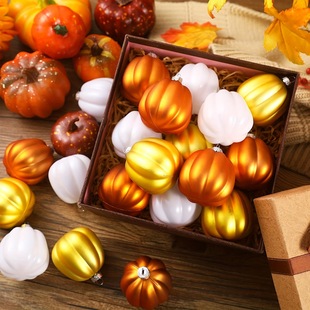 Cross-Border 6cm Halloween Tree Ornaments Decorative Pumpkin Pendants Autum Harvest Festival Plastic Matte Pumpkin Ball Pendants