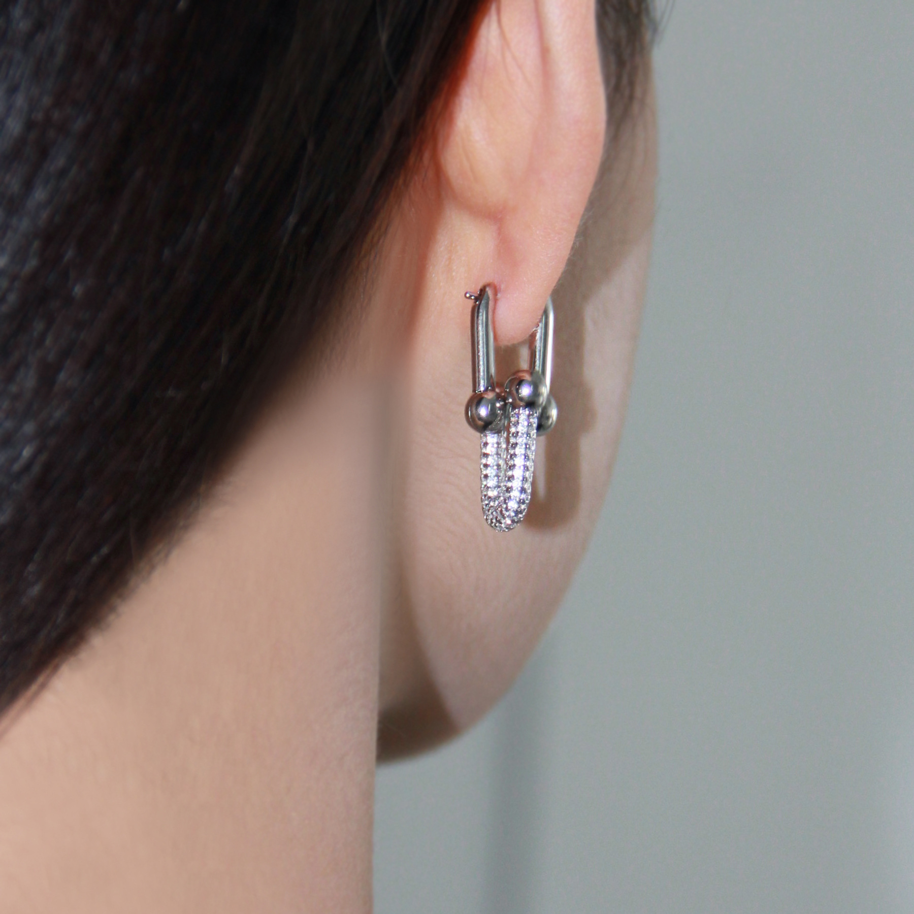 Zircon Inlay Material Drop Earrings Classification Fashion U Shape Copper Drop Earrings Plating Inlay Zircon Copper Earrings