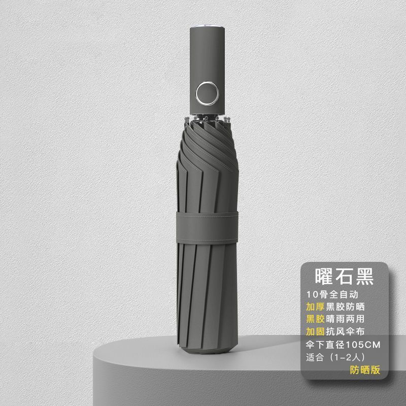 [Upgraded Automatic] 10 Bone Vinyl Fairy Umbrella Obsidian Black