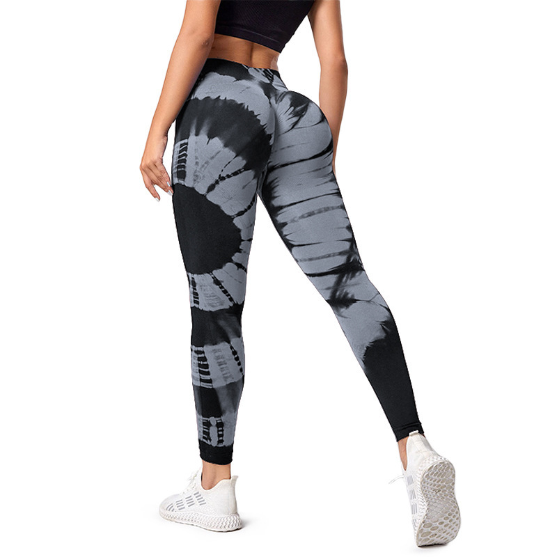 Nuevo pantalones teñidos de cintura alta Peach Hip lifting sin costuras jacquard running fitness yoga pantalones medias deportivas