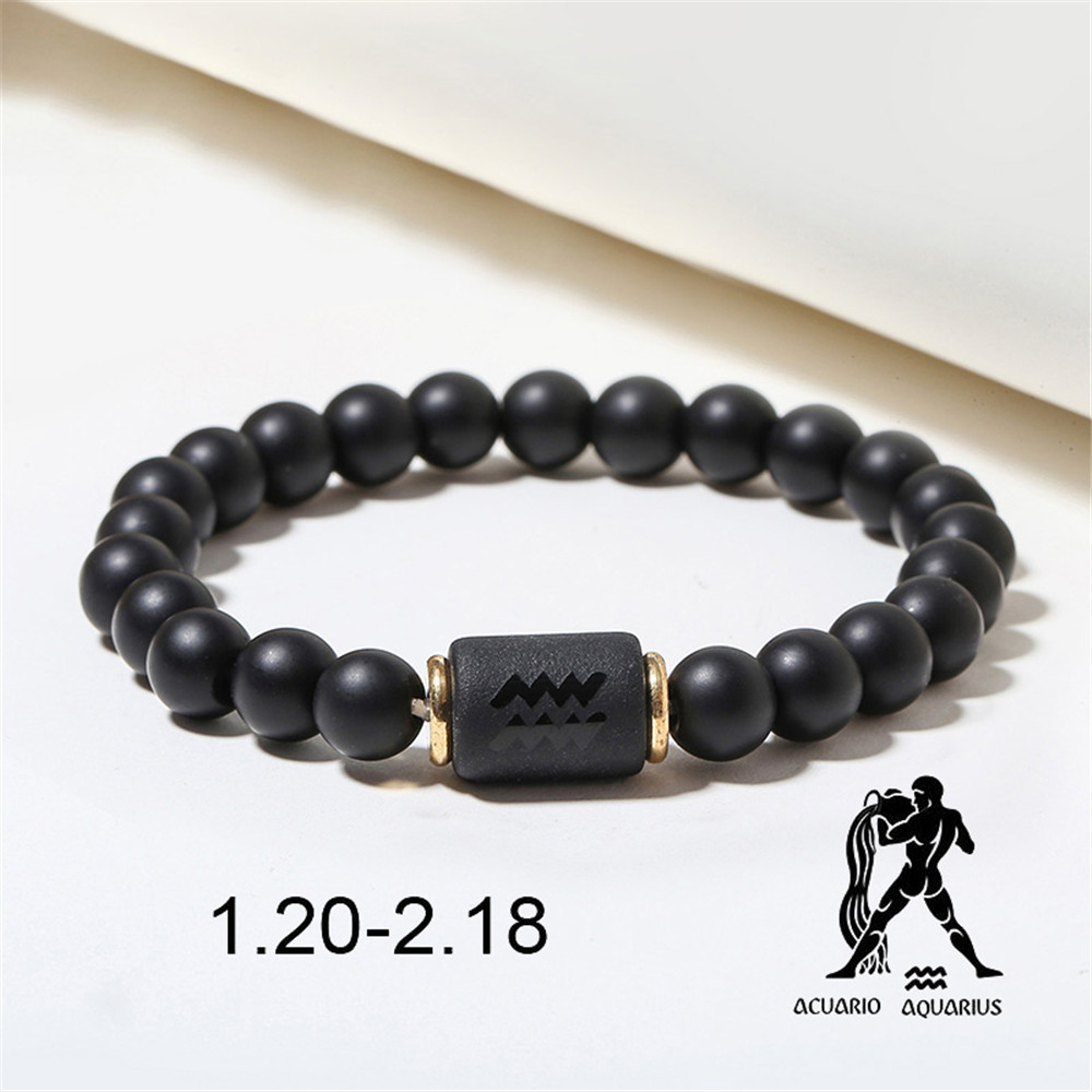 Wholesale Jewelry 12 Constellation Pattern Black Frosted Agate Beaded Bracelet Nihaojewelry display picture 12