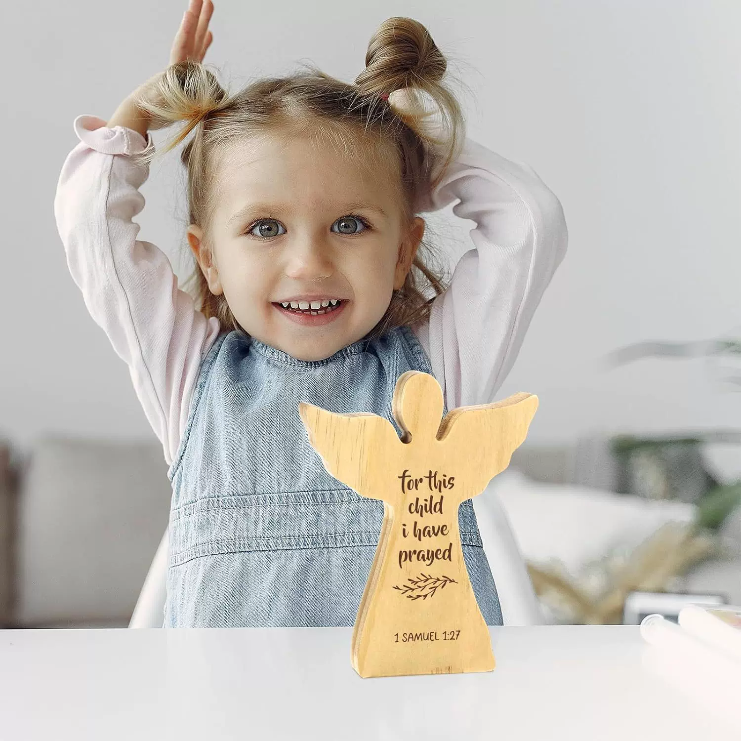 木质天使摆件宝宝出生洗礼礼物天使宝贝雕刻品家居装饰工艺品摆件