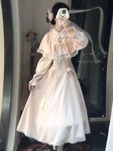 白桃梦境 秋冬新款日系清楚系大小姐设计感蝴蝶结收腰显连衣裙