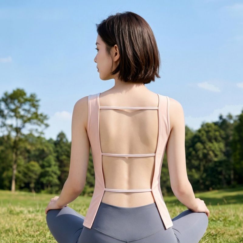 Women's New Style Backless Tank Top with Chest Pads, Solid Color, Large Back Exposure, Outdoor Beach Sunbathing Essential, Trendy Top Women's New Style Backless Tank Top with Chest Pads, Solid Color, Large Back Exposure, Outdoor Beach Sunbathing Essential, Trendy Top