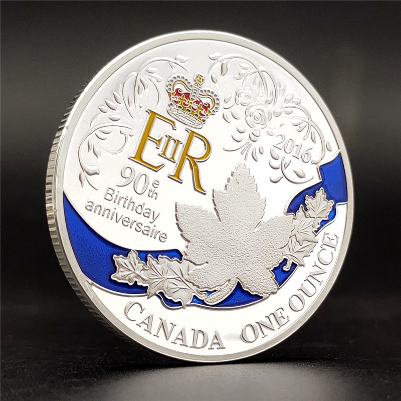 英国女王90周年纪念币 加拿大枫叶金银币生日纪念币 彩色收藏外币-阿里巴巴