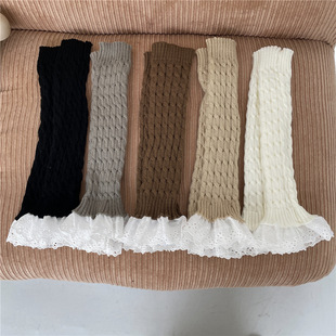 New ins Korean style lace pile socks knitted lace cotton edge girl hemp pattern leg cover