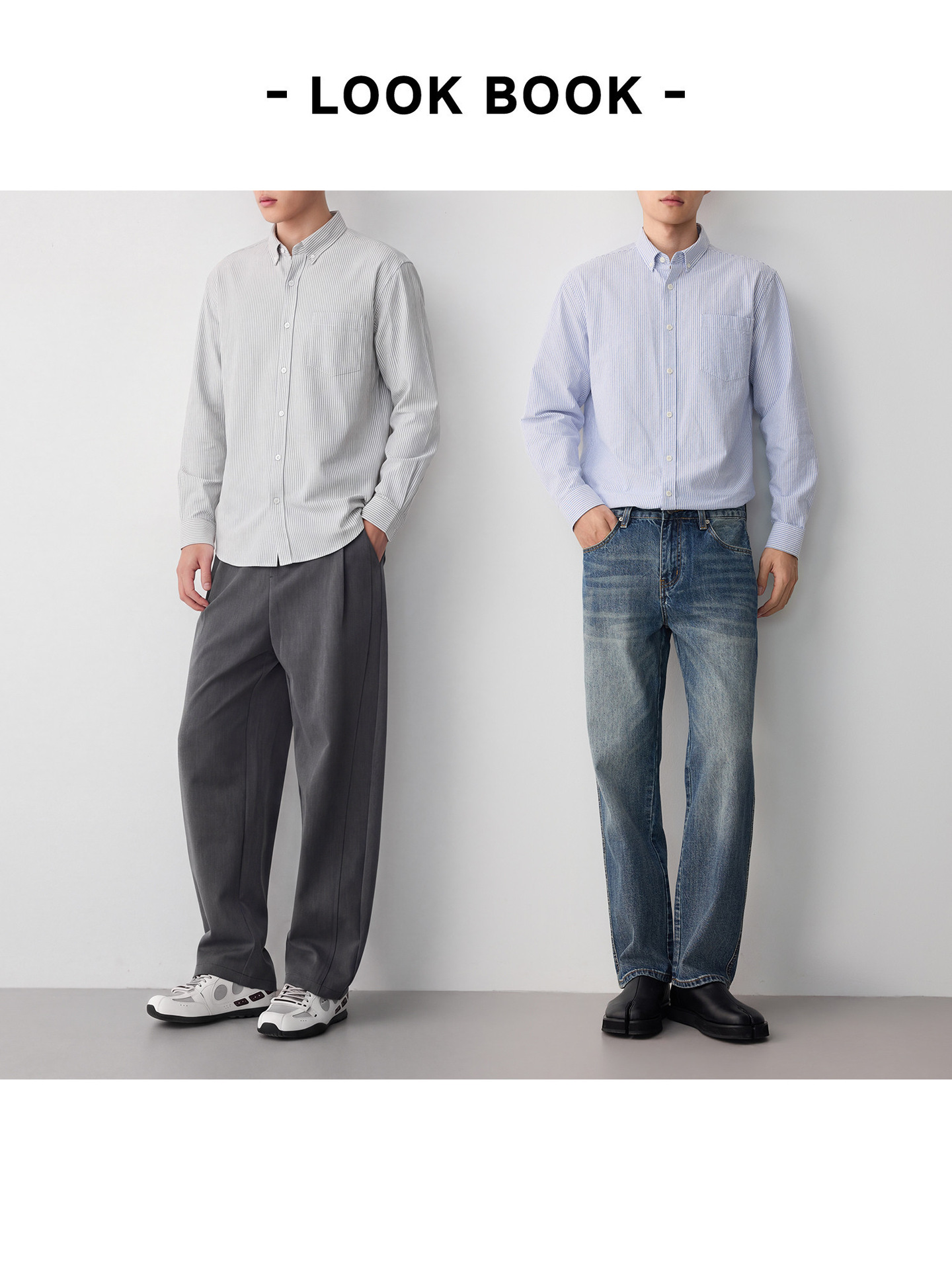 Áo sơ mi nam Oxford sọc xanh dài tay cotton — sọc xanh