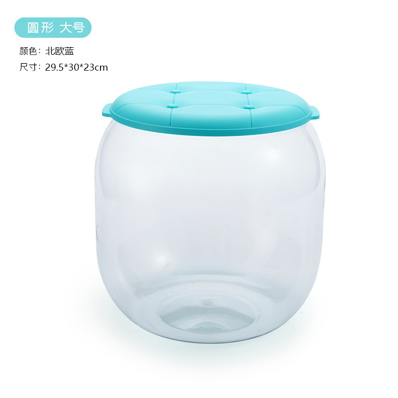 子供用ぬいぐるみ収納ボックス、丸型透明収納バケツ、家庭用積み木収納ベンチ、大容量|undefined