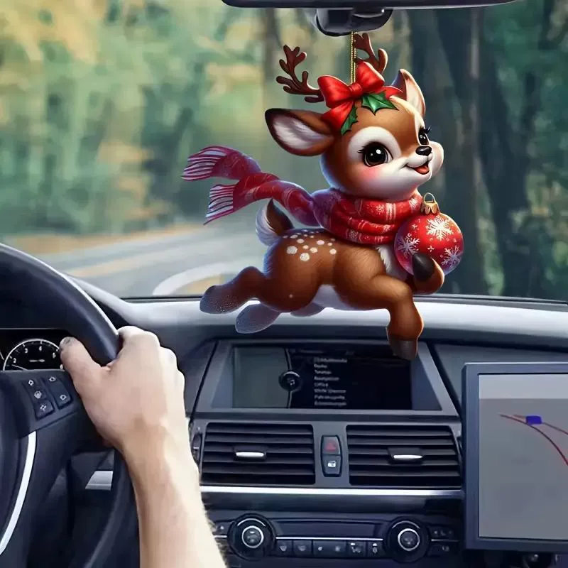 Рождественский лось акриловой праздник подвеска трансграничный новый плоский автомобиль зеркало заднего вида подвеска для вечеринок украшения