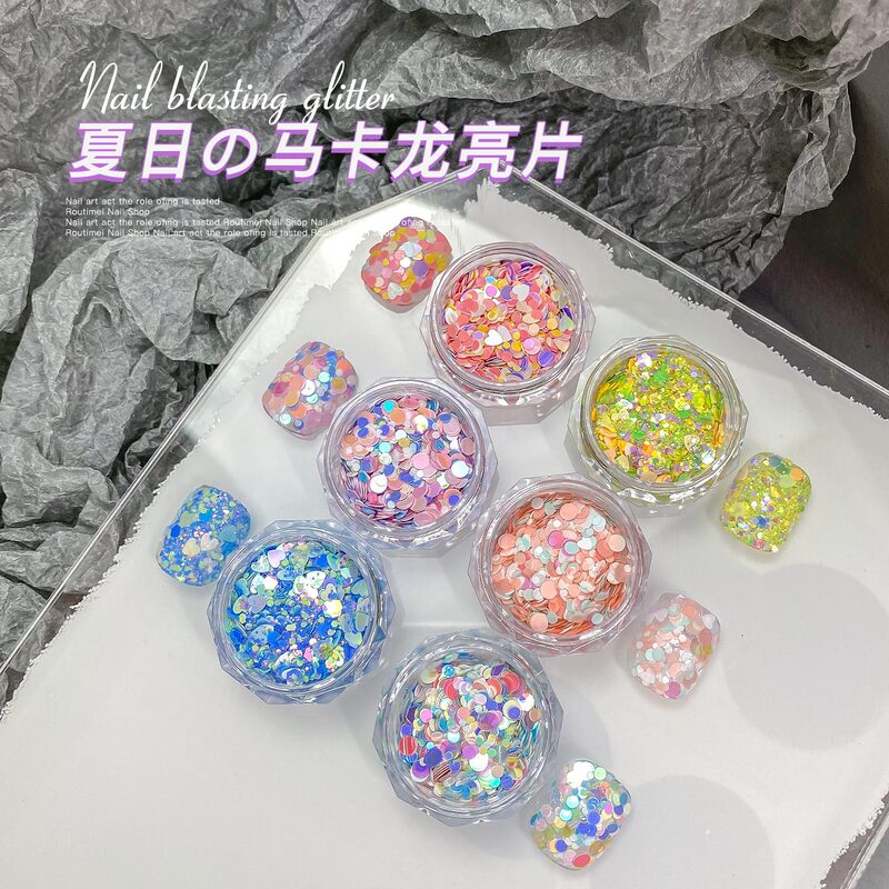 Internet Celebrity Korean Style Shining Sequins Set Nail Art Jewelry Summer Macaron Color Japanese and Korean Style Fresh Nail Decoration