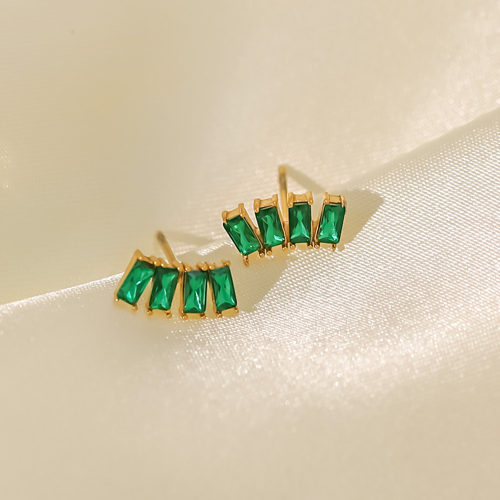 Luxurious Geometric Stainless Steel Earrings Gold Plated Zircon Stainless Steel Earrings