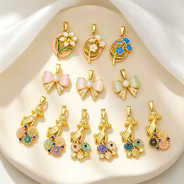 Meizu Three Zones Oil Drop Floral Copper Micro-Inlaid Series Sunflower Rose Jewelry Accessories DIY Necklace Bracelet Pendant