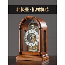 复古实木机械座钟中式客厅家用桌面时钟钟表摆件老式台式摆钟坐钟
