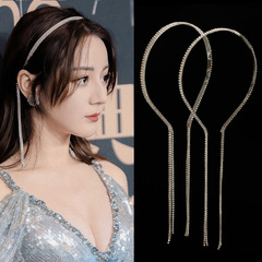 迪麗熱巴同款高檔水鑽流蘇發箍少女百搭外出頭箍後掛式發卡髮飾品