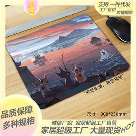 ins锁边鼠标垫办公家用键盘风景小号女防滑电脑桌垫舒适ins风