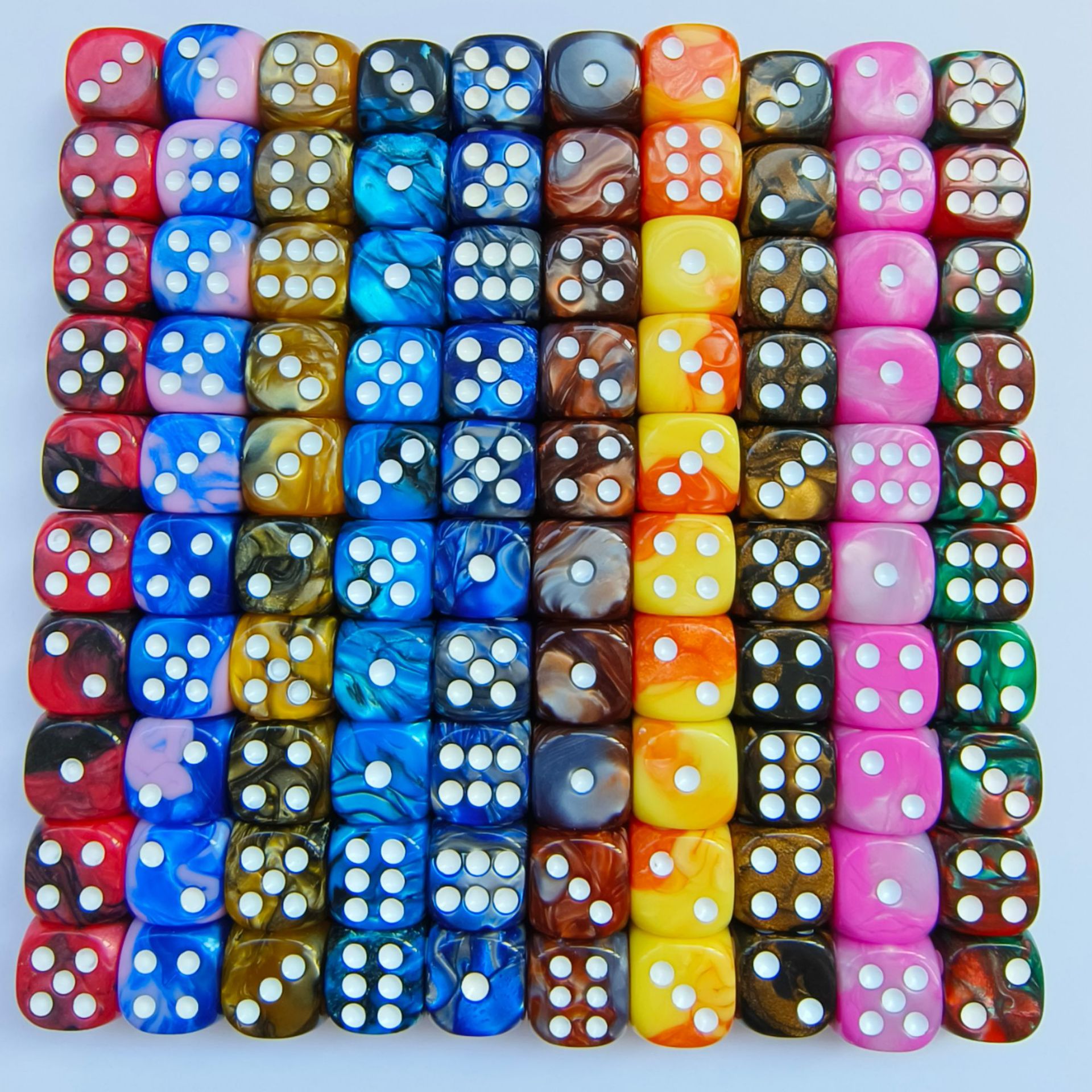 16号圆角双色点数骰子白油多色组合