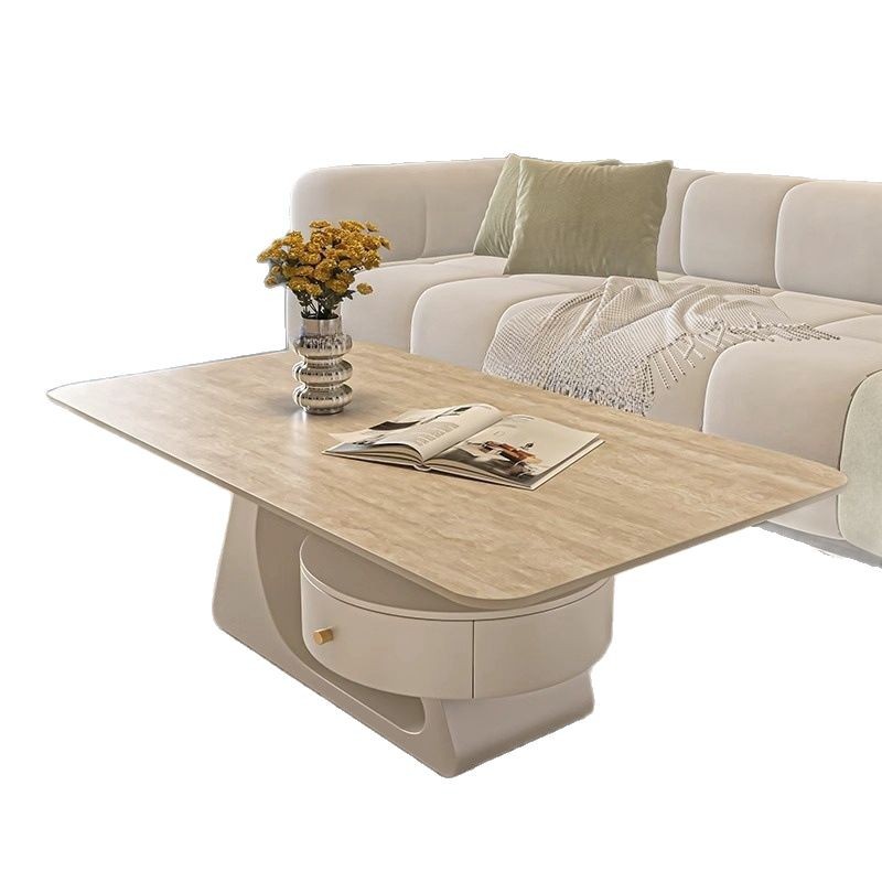 Crema rectangular madera tabla de mesa de mesa de roca lujoso moderno simple hogar pequeño sala de estar nueva mesa de alta calidad