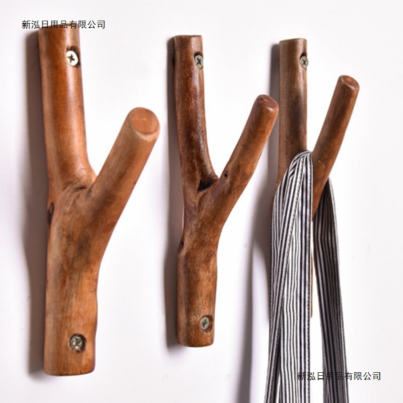 Solid Wood Creative Tree Branch Hook, Vintage Natural Wood Branch Wall-Mounted Coat Hook for Entryway Decoration Solid Wood Creative Tree Branch Hook, Vintage Natural Wood Branch Wall-Mounted Coat Hook for Entryway Decoration