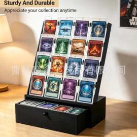 跨境新款木质球星卡展示架多层收藏交易卡收纳架棒球卡片陈列架