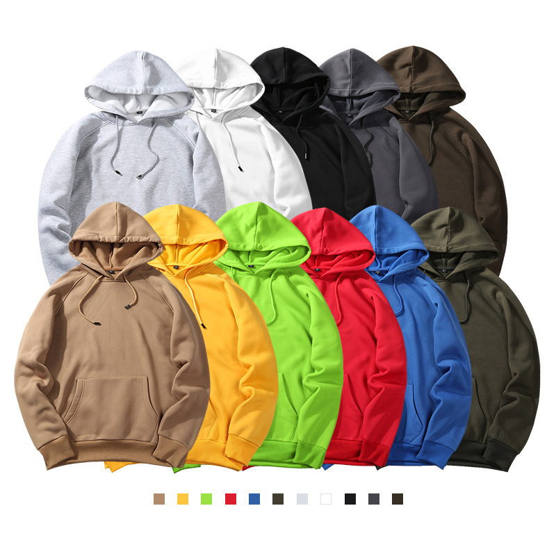Autumn and Winter New European and American Men's Loose Casual Pure Color Fleece Sweatshirt Men's Trendy Large Size Long-Sleeved Hooded Sweatshirt Autumn and Winter New European and American Men's Loose Casual Pure Color Fleece Sweatshirt Men's Trendy Large Size Long-Sleeved Hooded Sweatshirt
