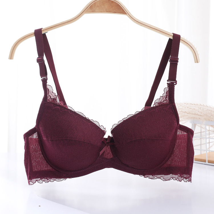 Fábrica de Shantou punto ajustable tipo de bra de mujer ligero y delgado con anillo de acero de soporte para juntar ropa interior de bra anti-caída