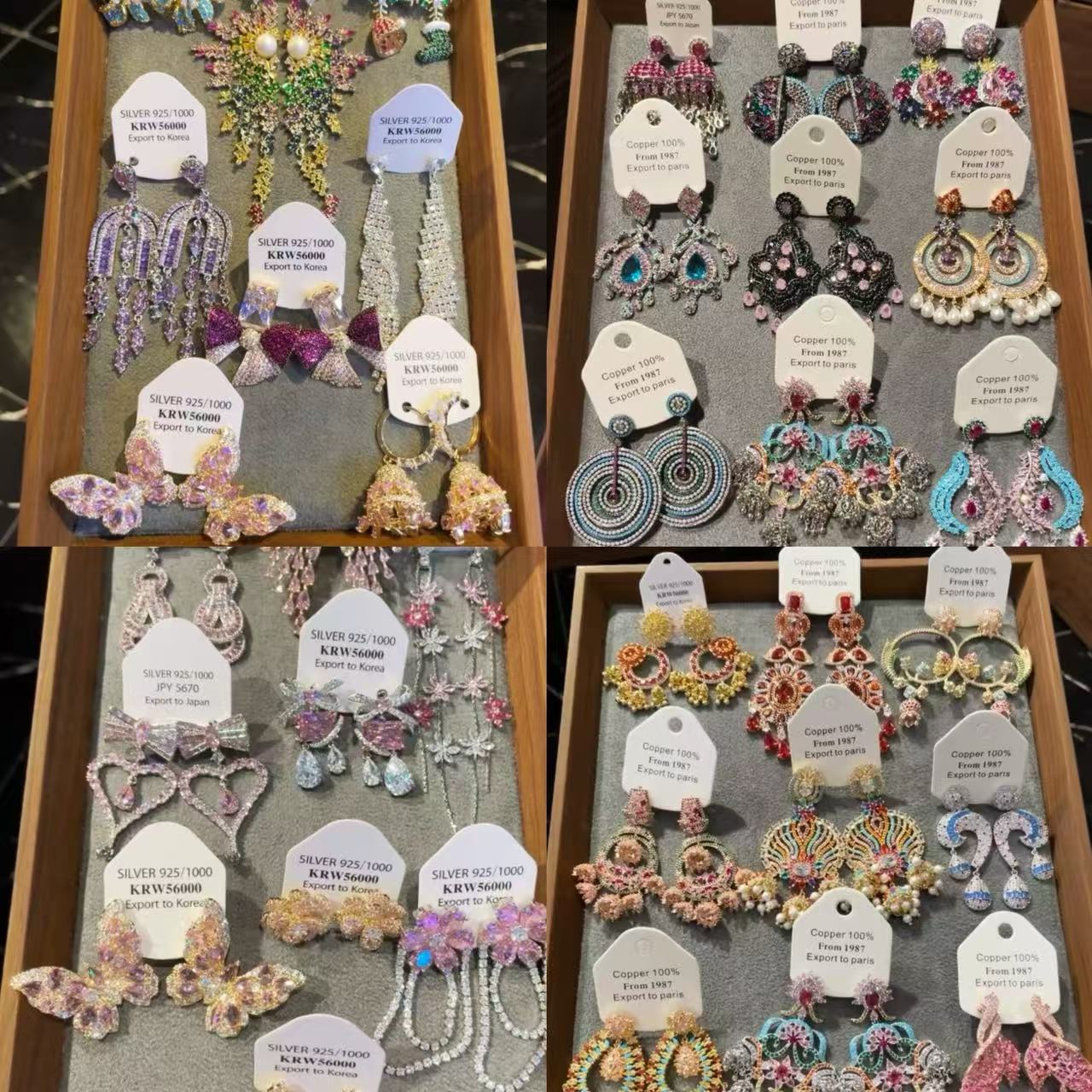 银针锆石蝴蝶水滴重工耳环复古宫廷风耳钉时尚百搭耳饰轻奢高级感