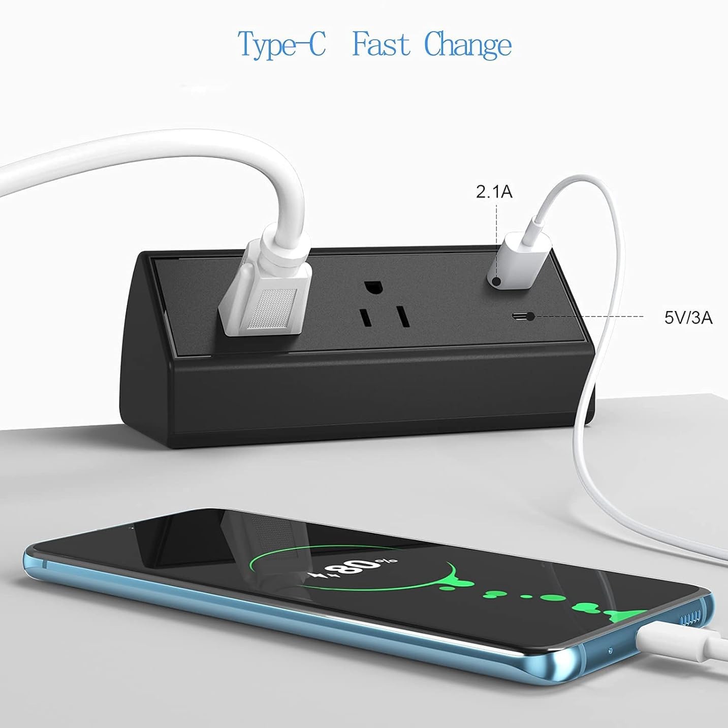 Clip de escritorio con enchufe de alimentación a prueba de sobretensiones, enchufe de socket estándar de EE.UU., enchufe de oficina, placa de alimentación PD20W image 2