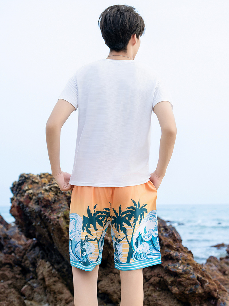 Pantalones de playa para hombres pueden ir al agua para evitar la vergüenza deportivo de vacaciones pantalones de cinco puntos de diseño suelto surf rápido secado interior pantalones de baño