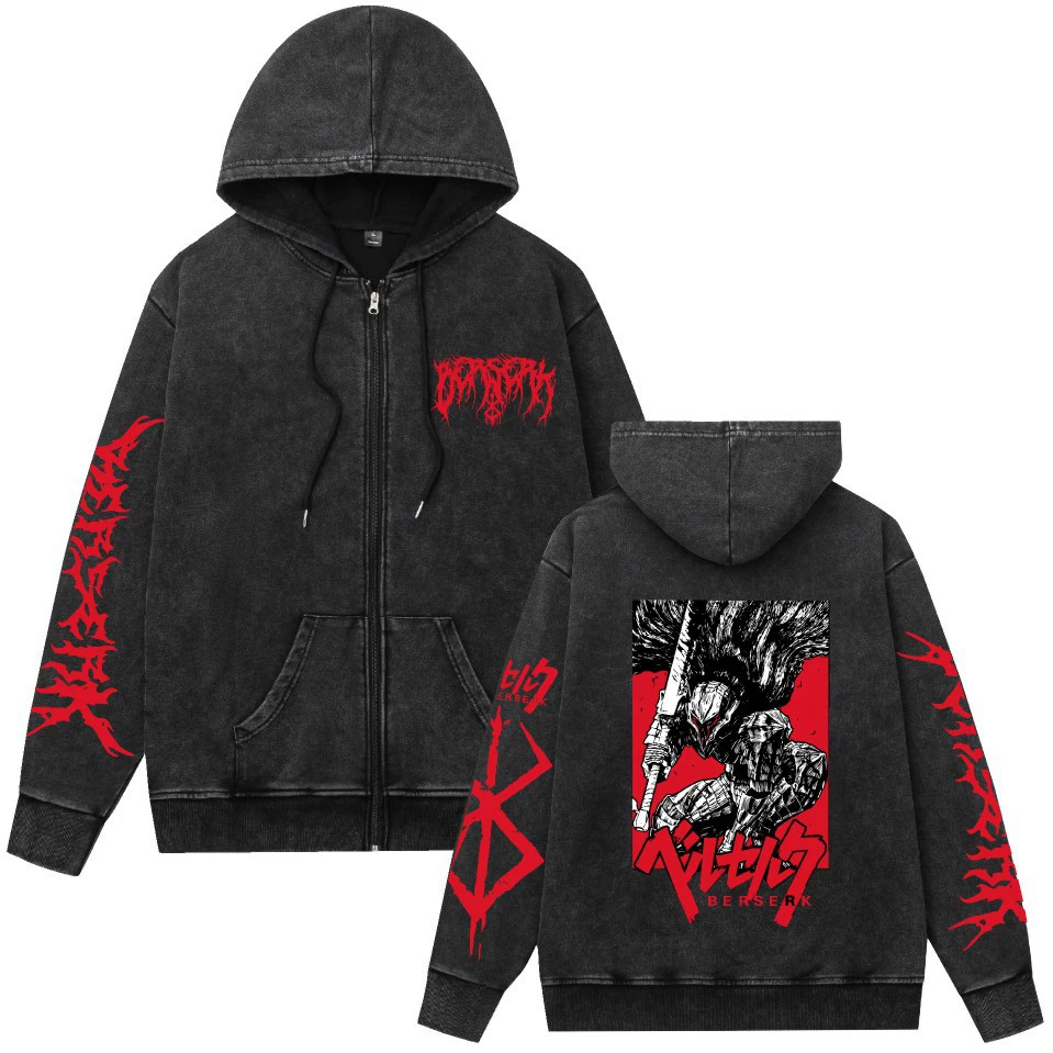 Новый стиль Berserks Sword Legend, повседневная свободная мужская и женская толстовка с застежкой-молнией, Amazon AliExpress