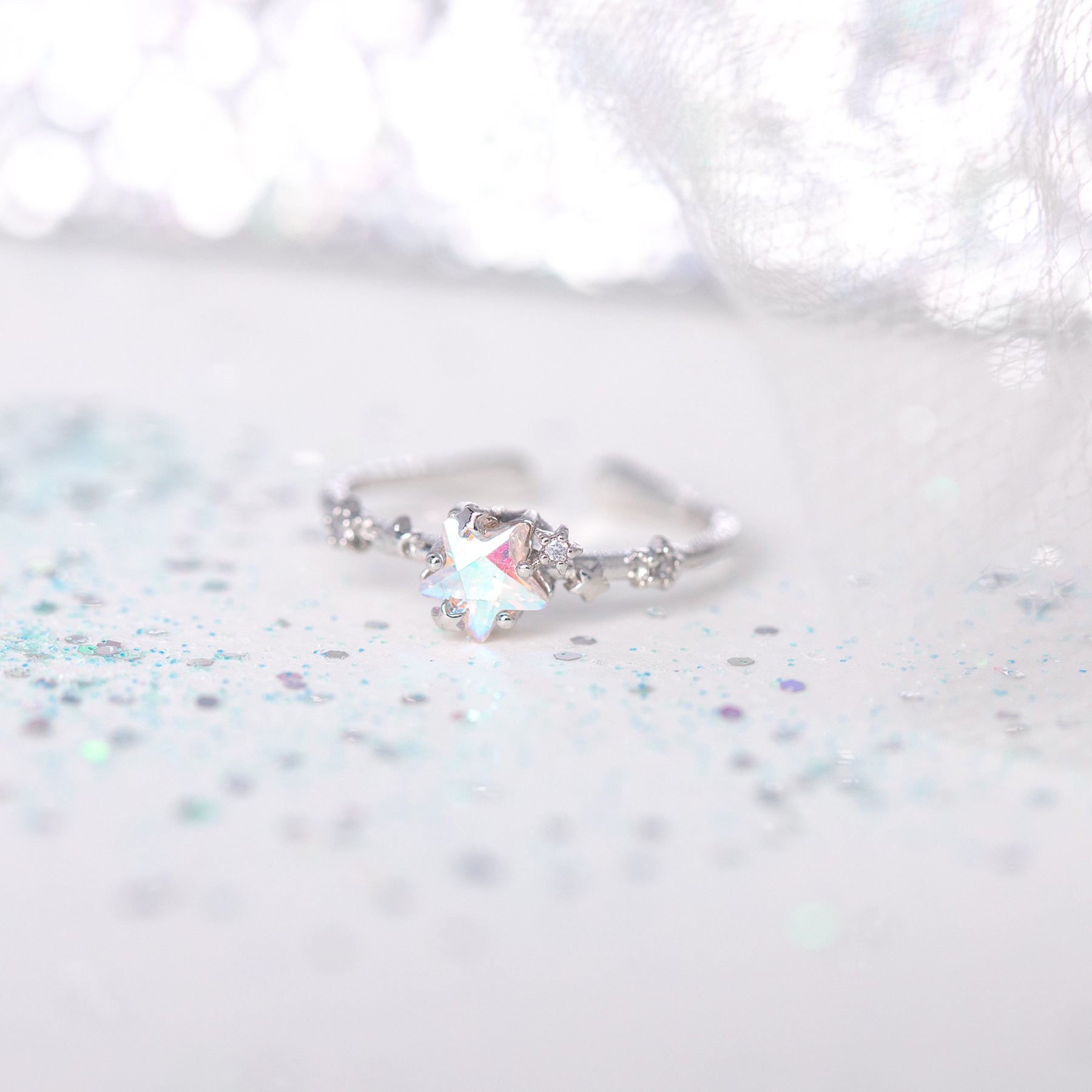 Star Open Ring 18K Real Gold Color Retention Size Adjustable Ring