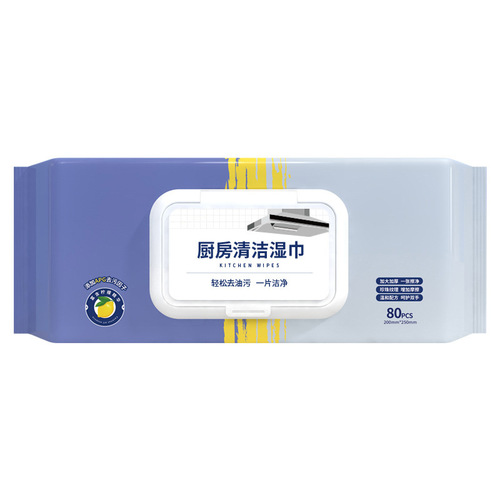 Kitchen Wet Wipes Factory 80 Sheet Large Pack Kitchen Wet Wipes Oil Remover and Stain Remover Thick Wet Wipes Tissue Kitchen Wet Wipes