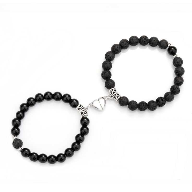 2 pièces nouveau produit lancé Qixi amoureux bracelet en pierre volcanique œil de tigre magnétique_voghion.com