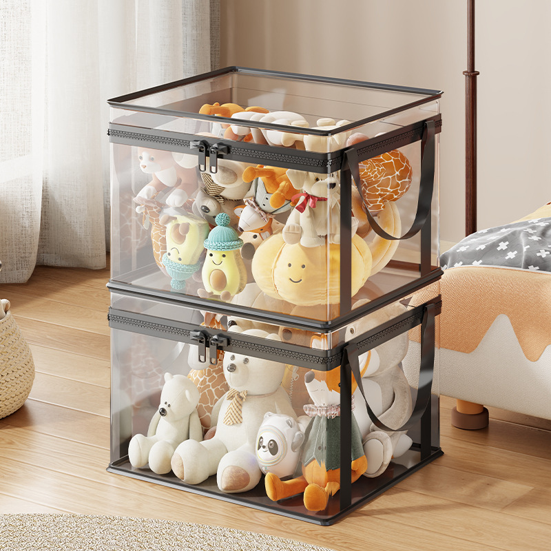 Cilindro Organizador de Juguetes de Peluche de Plástico y Tela, Transparente, Gran Capacidad, para Muñecas
