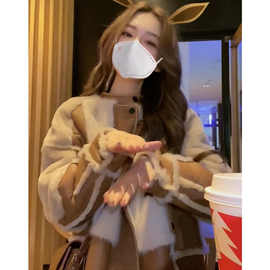 小香风复古感小众不撞款毛毛机车服外套皮毛加厚秋冬女新款