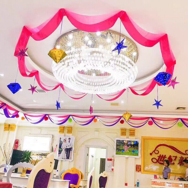 Wave flag colorful ribbon flower decoration for shopping mall opening, flower decoration for jewelry store, hanging decoration for kindergarten classroom arrangement.