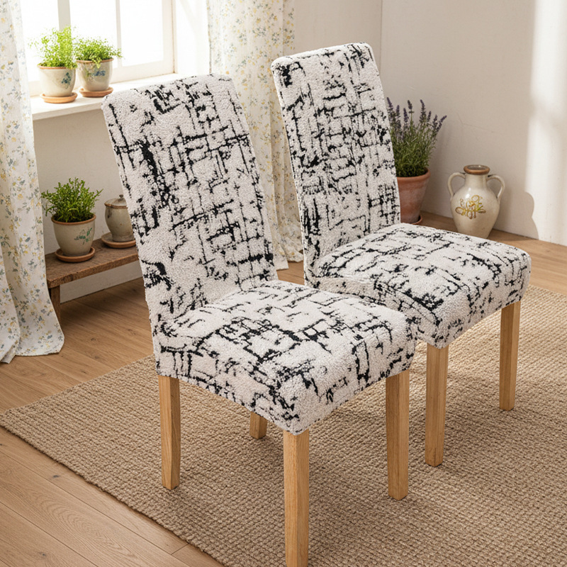 2025 nueva cubierta de silla de algodón de peluche a prueba de polvo y desgaste casero cubierta de silla de comedor de peluche cubierta de silla elástica fábrica directa