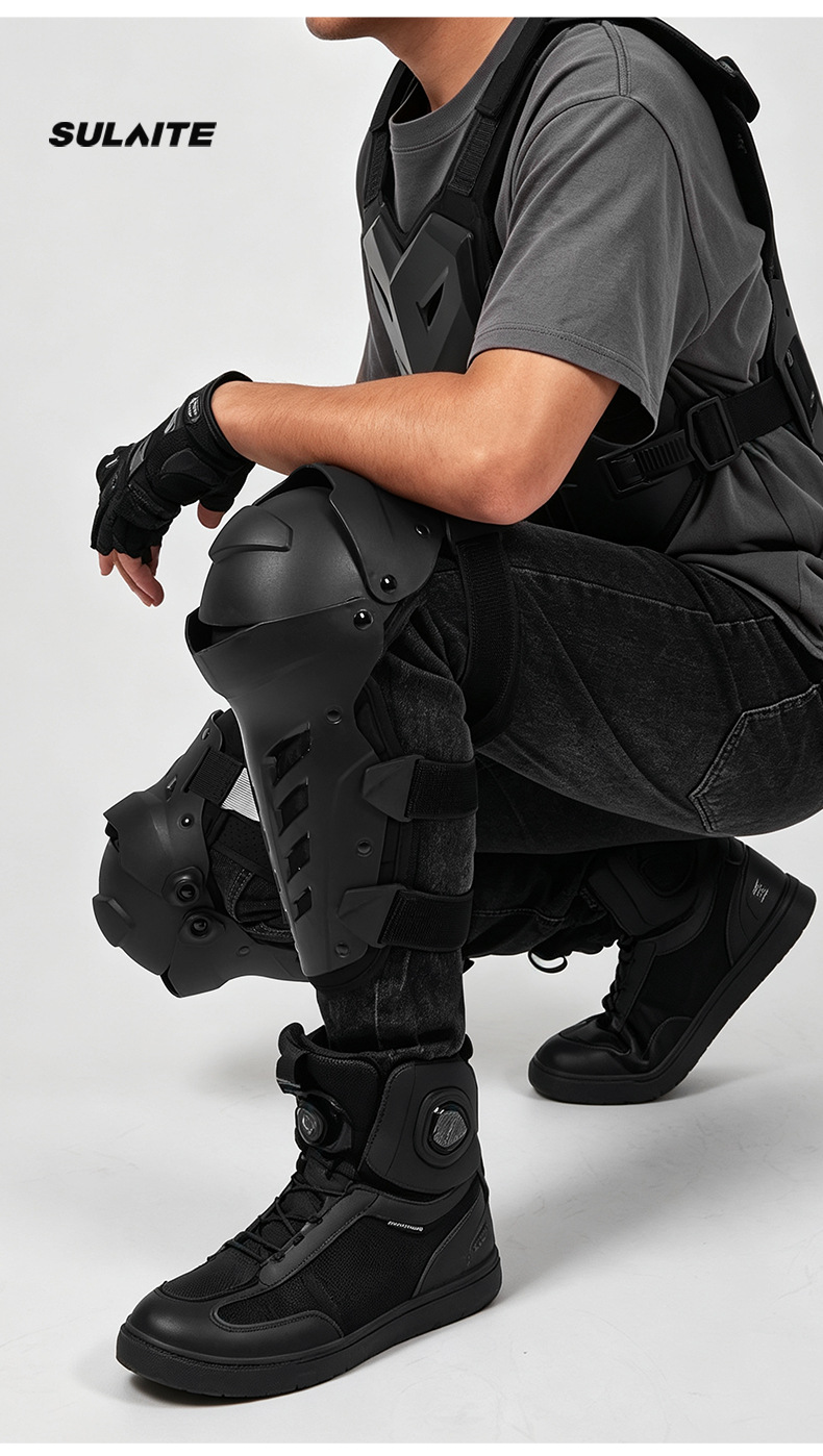 Sulaite Motorcycle Off-Road Protective Gear Anti-Fall Vest Summer Breathable Riding Chest Protector Knee Pad Set Downhill