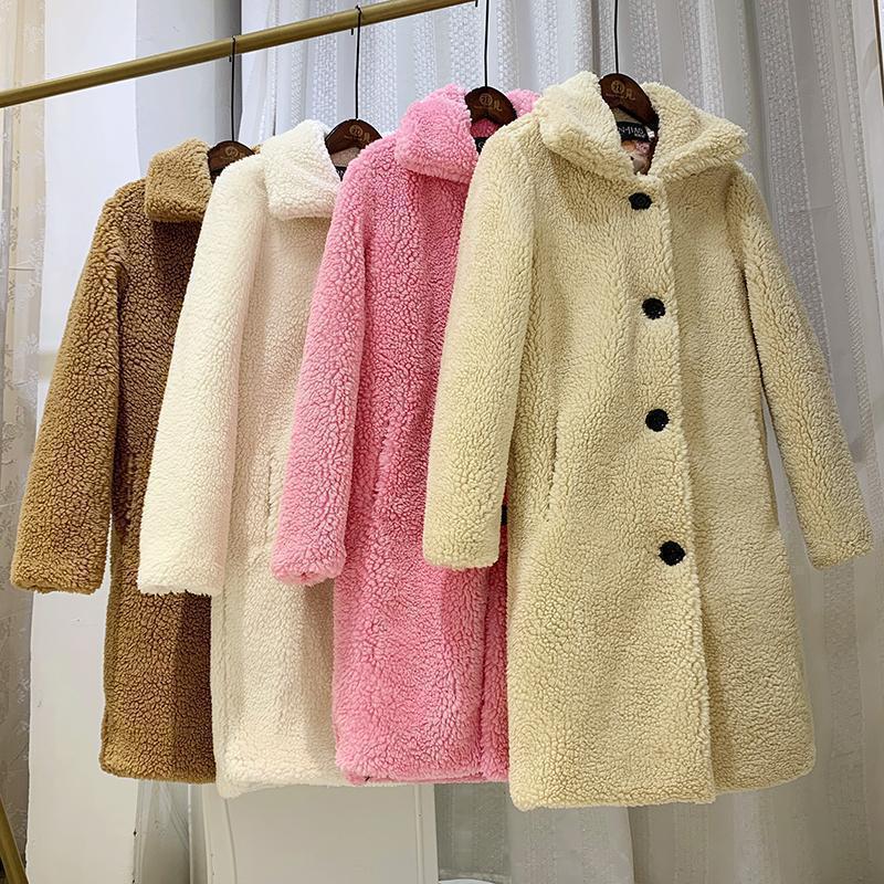 New Winter Clothing: Women's Korean-Style Loose High-Neck Shearling Coat, Faux Wool Fur, Mid-Length, Thickened Jacket