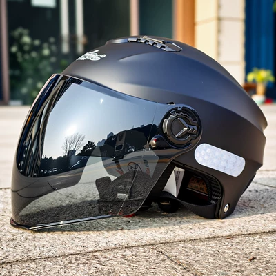 Men's Summer Sun Protection, Electric Scooter – Motosiklet kaskı (dəbilqə) - matt-black-double-mirror-sunscreen-glasses-one-size-fits-all