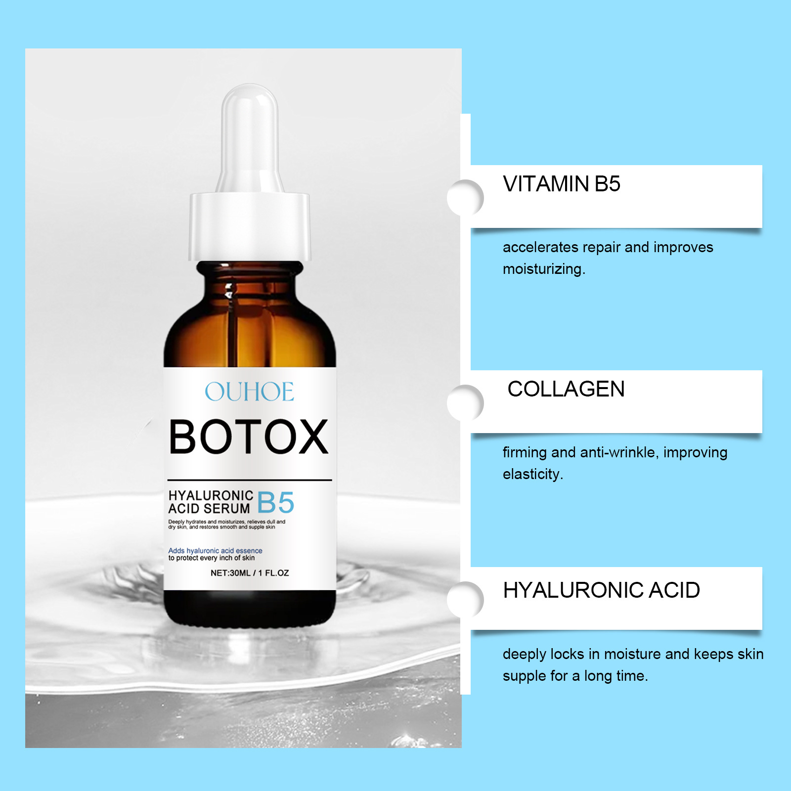 OUHOE B5 Hyaluronsäure-Essenz Feuchtigkeitsspendende Essenz für die Gesichtshaut_voghion.com