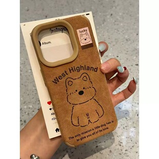 iPhone 16 Phone Case 15Pro Protective Case iphone14PRO Transparent 13PRO Leather Brown West High Land Dog