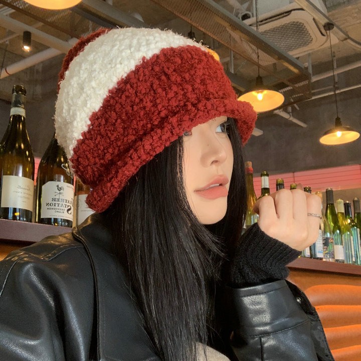 Warme Strickmütze Für Damen Mit Lammwolle Und Lässigem Schnitt_voghion.com