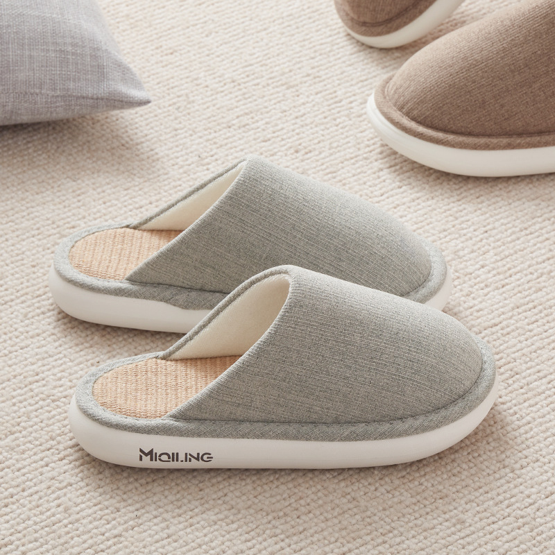Japanese-style cotton and linen slippers women's indoor home linen non-slip deodorant sweat-absorbent four-season cloth slippers men's household thick-soled slippers Japanese-style cotton and linen slippers women's indoor home linen non-slip deodorant sweat-absorbent four-season cloth slippers men's household thick-soled slippers