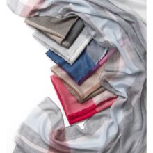 2025外贸原单精纺戒指羊绒加长纱巾格子平纹批发披肩两用搭肩遮阳