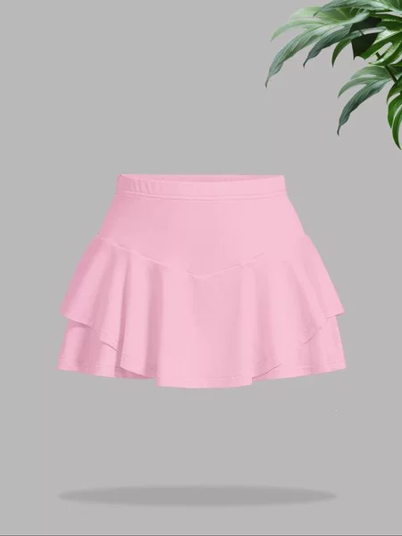 R 64468 Double Layer Round Hem Skirt Double-layered round hem sports skirt