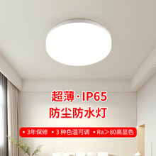 IP65防水防潮圆形吸顶灯三色拨码调光感应LED三防加厚全塑吸顶灯