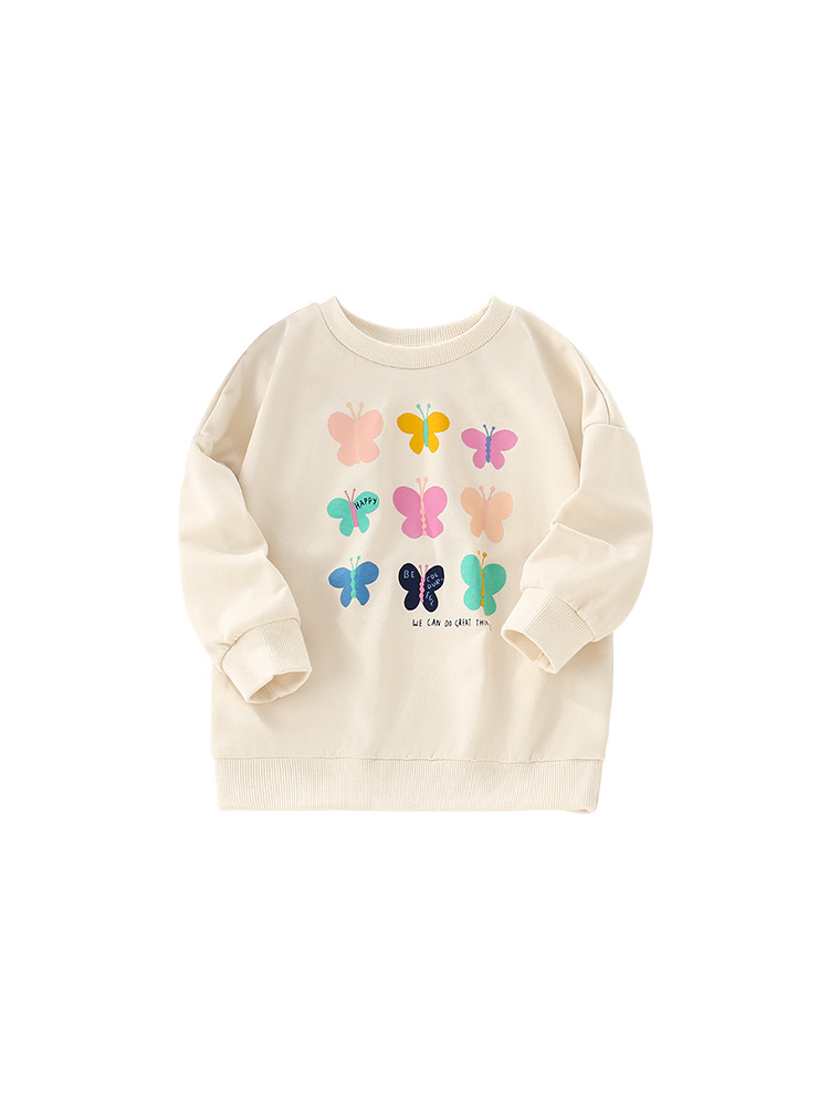 Otoño e Invierno niñas suéter del otoño de los niños europeos y americanos ropa bebé niñas lindo Top manga larga letras dibujos animados