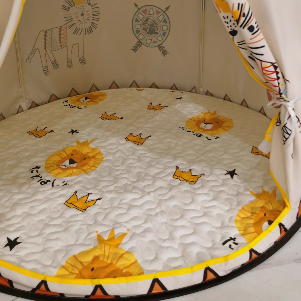 Baby Play Mat Crawling Foldable Non-Slip Children's Tent Usable Floor Mat Bed Round Thickened Household Breathable