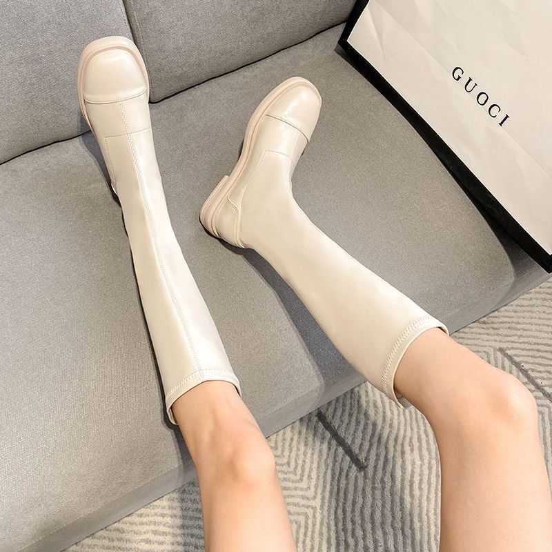 2025 New Autumn and Winter White Boots for Women, Flat Bottomed Knee-High Boots, Slim Boots, Knight Boots, Slim High Boots 2025 New Autumn and Winter White Boots for Women, Flat Bottomed Knee-High Boots, Slim Boots, Knight Boots, Slim High Boots
